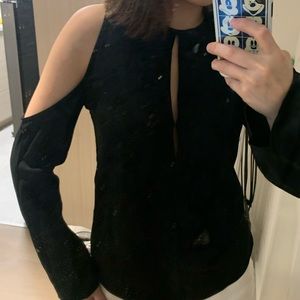 Theory cold shoulder blouse top